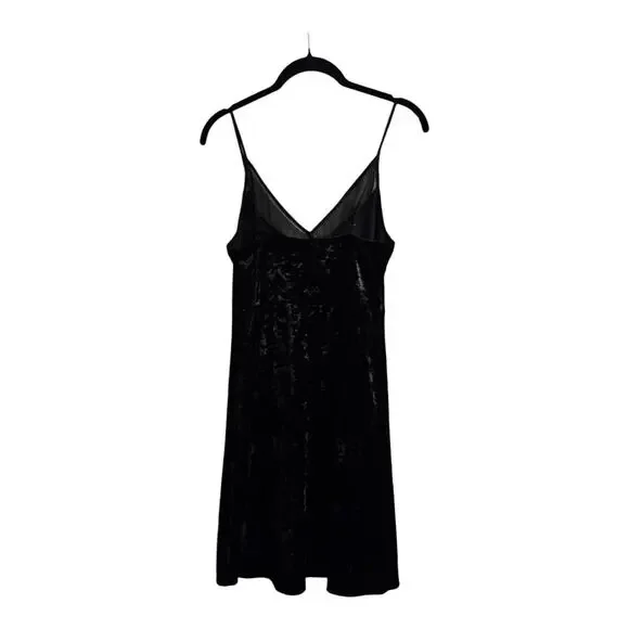 Xhilaration Slip Dress Size XS Black Velvet Mini Spaghetti Straps Adjustable - Picture 2 of 7